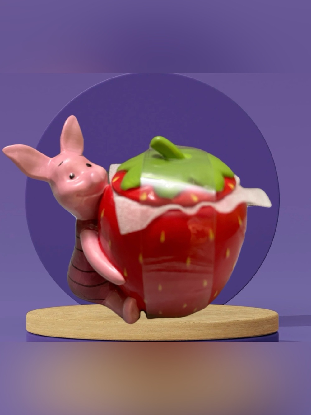 Disney Pink Piglet with Red Strawberry Ceramic Jar